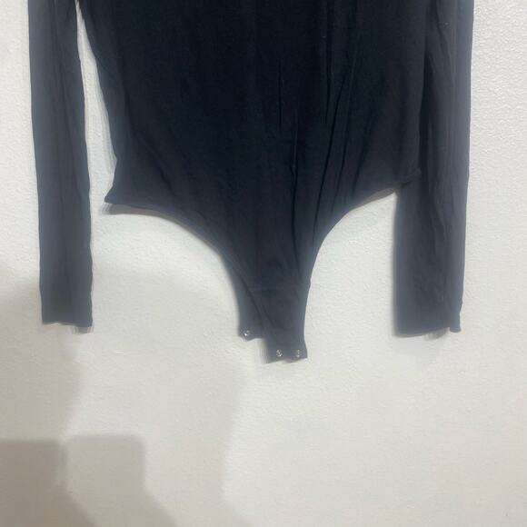 Wildfox Black Meow Cat Long Sleeve Bodysuit Sz L - Picture 4 of 13